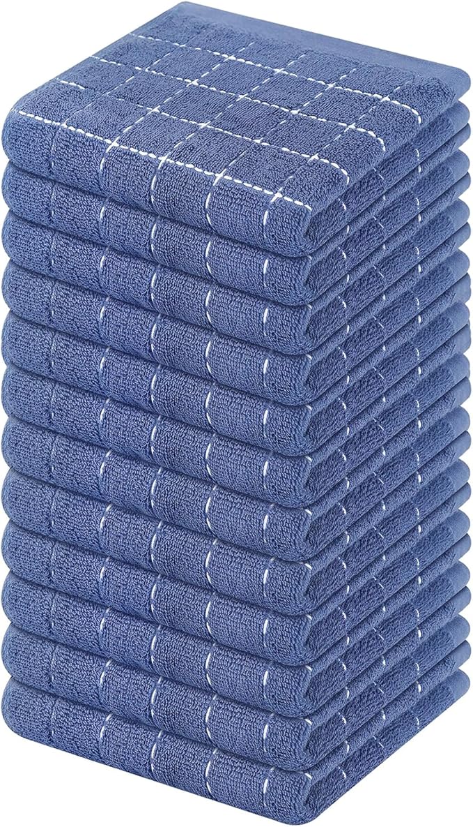 Mordimy 100% Cotton Terry Cloth Dish Cloths, Soft and Absorbent Checkered Dish by Mordimy