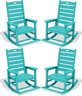 SERWALL Outdoor Rocking Chair Set of 4, Oversized HDPE Patio Rocking Chair with Footrest for Adults, All Weather Porch Rocker for Deck Patio Balcony, Aruba by SERWALL
