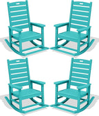 SERWALL Outdoor Rocking Chair Set of 4, Oversized HDPE Patio Rocking Chair with Footrest for Adults, All Weather Porch Rocker for Deck Patio Balcony, Aruba by SERWALL
