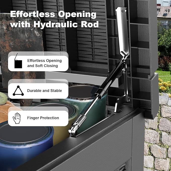 320 Gallon Resin Deck Box, Lockable Weatherproof Outdoor Storage Box for Furniture, Garden Tools and Tools Storage, Waterproof Outside Storage Boxes - Black - Image 3