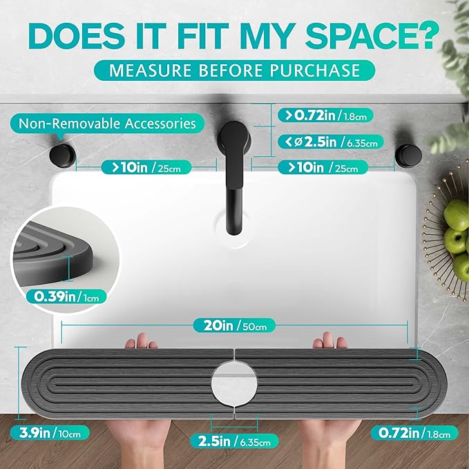 Stone Faucet Mat for Kitchen Sink – Diatomite Fast-Drying Stone Tray, Faucet - Image 2