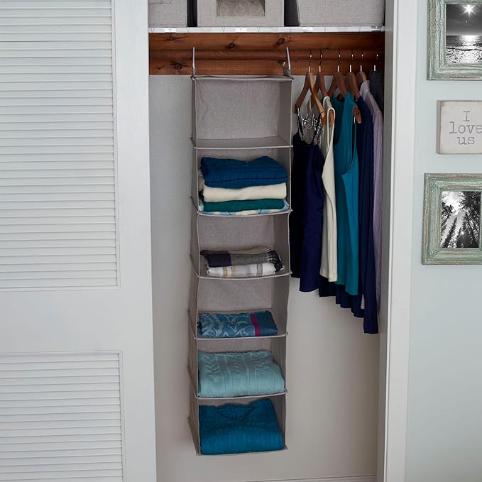 Household Essentials 6 Shelf Hanging Closet Organizer, Hanging Closet Shelf - Image 2