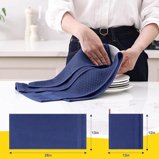 Homaxy Kitchen Towels and Dishcloths Set, 12 x 12 and 13 x 28 Inches, Super - Image 2