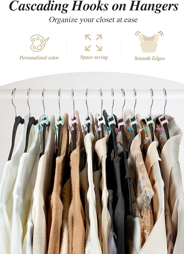 HOUSE DAY Closet Organizers and Storage 60 Pack, Space Saving Hanger, College - Image 3