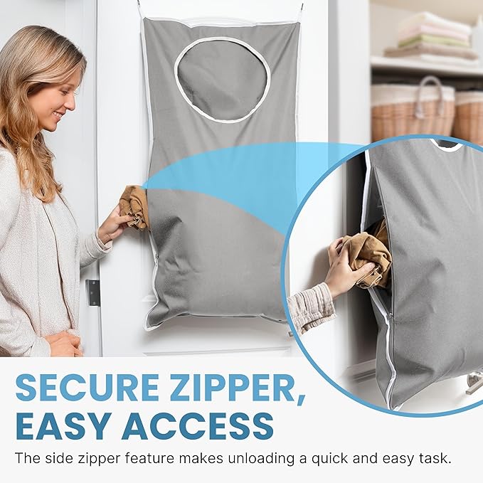 Hanging Laundry Hamper Bag XL, Space Saving over the Door Storage Bags - Image 3