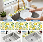 2 Pcs Kitchen Sink Splash Guard Faucet Mats Lemon Pattern Faucet Mat - Image 5