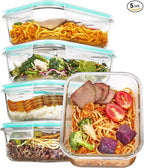 Vtopmart 5 Pack 35oz Glass Food Storage Containers by Vtopmart