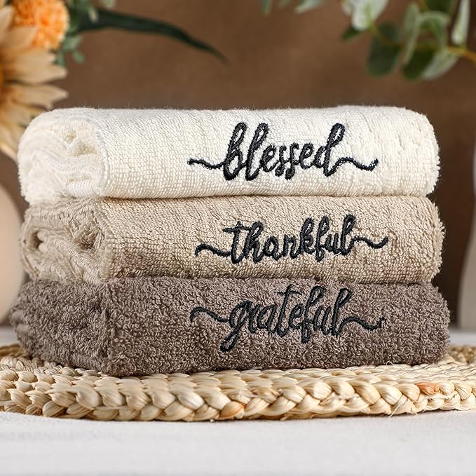 Peryiter 3 Pcs Farmhouse Bathroom Decor Hand Towels 14x29 Inch Cotton Bath - Image 5