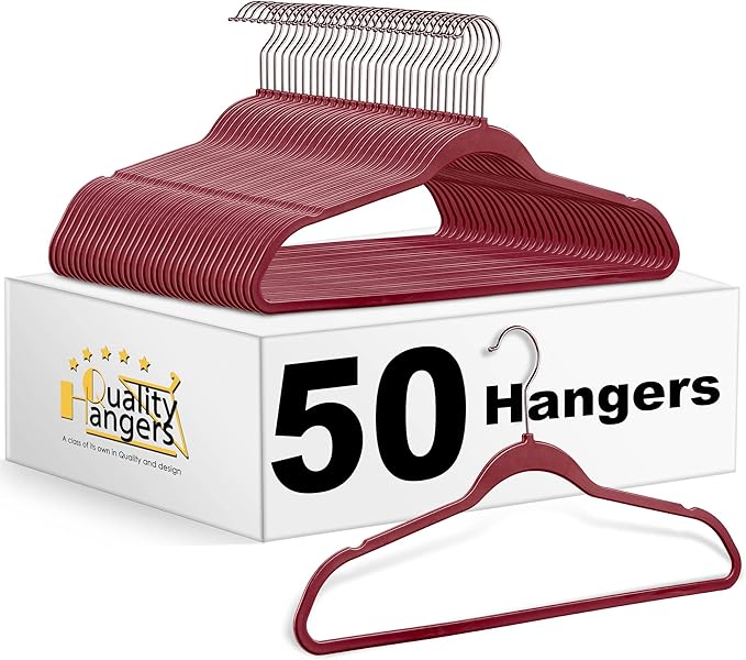 Quality Hangers 50 Pack Slim Plastic Hangers by QualityHangers