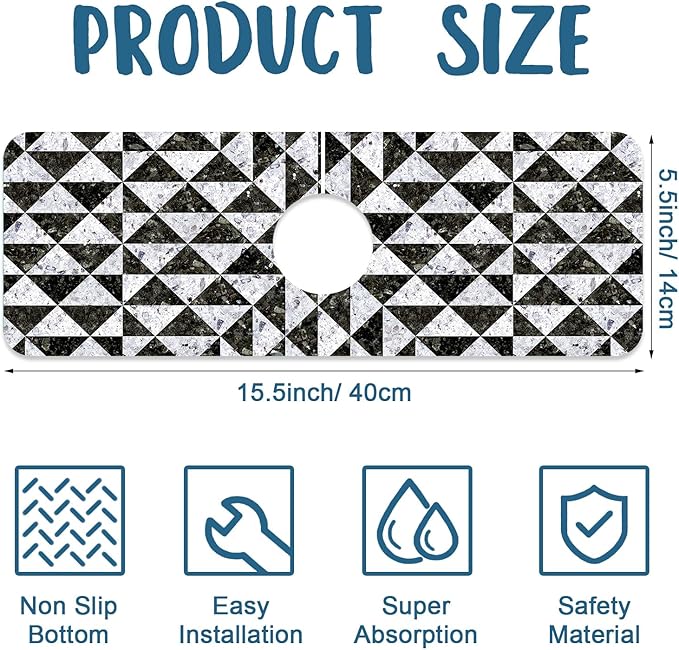 Granite Floor Tiles Sink Faucet Absorbing Mat Mosaic Texture Super Absorbent - Image 2
