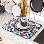 Autumn Pumpkin Dish Drying Mat for Kitchen Counter 16x18 Inch Blue and Orange - Image 5