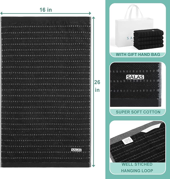 SALAS Kitchen Dish Towels, Bulk Cotton Kitchen Hand Towels, 390 GMS Plaid Dish - Image 2