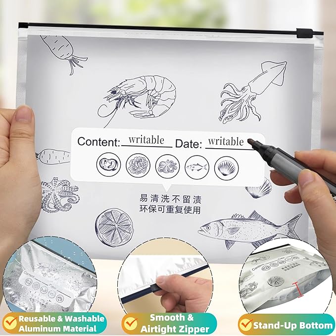 FERENLI 20 pcs 7.9x5.1inch Reusable Aluminum Foil Food Storage Bags - Image 3