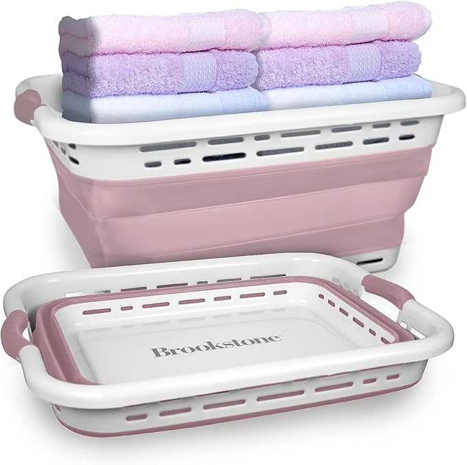 BROOKSTONE 11 GALLON XL 24" Collapsible Laundry Basket & Clothes Hamper by Brookstone