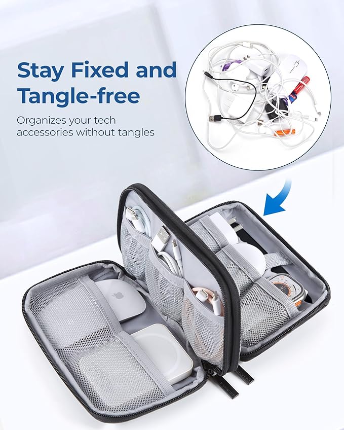 BAGSMART Electronics Organizer Travel Case, Cable Charger Cord Tech Organizer - Image 3