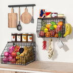 Fruit and Vegetable storage, 2 Set Wall Mounted Wire Baskets, Fruit Basket - Image 5