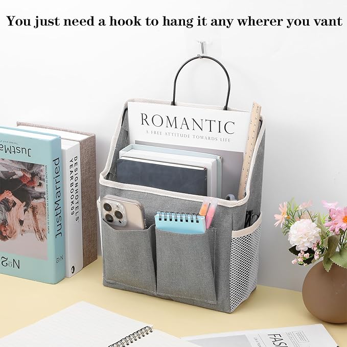 Wall Hanging Storage Bag Cotton Linen Hanging Storage Basket - Image 3