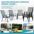 Outdoor Stackable Chairs Set of 8, Stacking Patio Chairs with Textilene Fabric, Outside Furniture for Garden Backyard Balconie Poolside Deck, Grey - Image 6