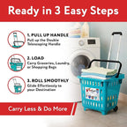 dbest products GoCart, Teal Grocery Cart Shopping Laundry Basket on Wheels - Image 5