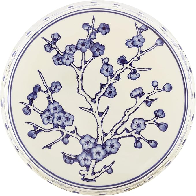 JONATHAN Y TBL1027A Lucky Coins 16" Chinese Ceramic Drum Indoor/Outdoor Garden Stool Bohemian, Coastal, Classic, Cottage, French Country, Patio, Garden Room, Bathroom, Living Room, Blue/White - Image 9