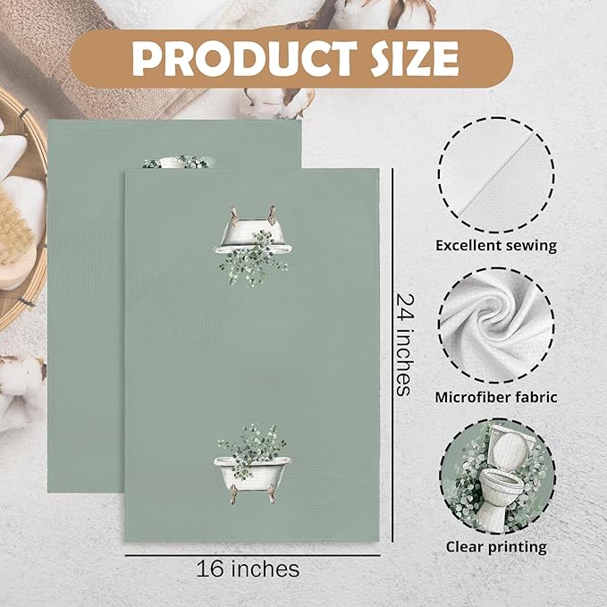 Sage Green Eucalyptus Hand Towels - Image 7