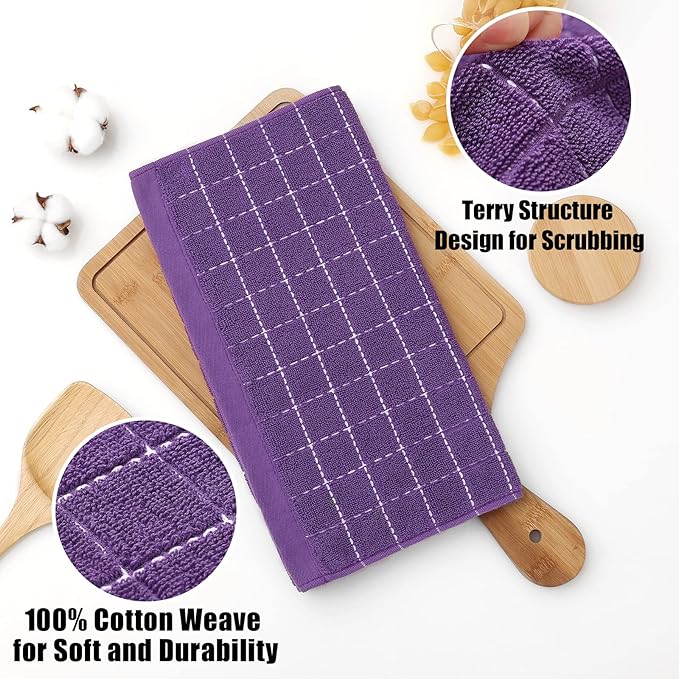 Homaxy 100% Cotton Terry Kitchen Dish Cloths, Ultra Soft and Absorbent Dish - Image 2