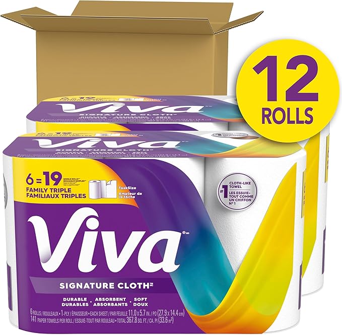 Viva Signature Cloth Paper Towels, Task Size, 12 Family Triple Rolls, 141 - Image 2