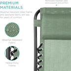 Best Choice Products Set of 2 Adjustable Steel Mesh Zero Gravity Lounge Chair Recliners w/Pillows and Cup Holder Trays - Sage Green - Image 7