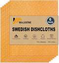 Swedish Dishcloths for Kitchen | 6 Pack Absorbent Cellulose Sponge Cloths by MoLKENE