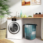 Blue Gray Modern Laundry Basket, Art Foldable - Image 8