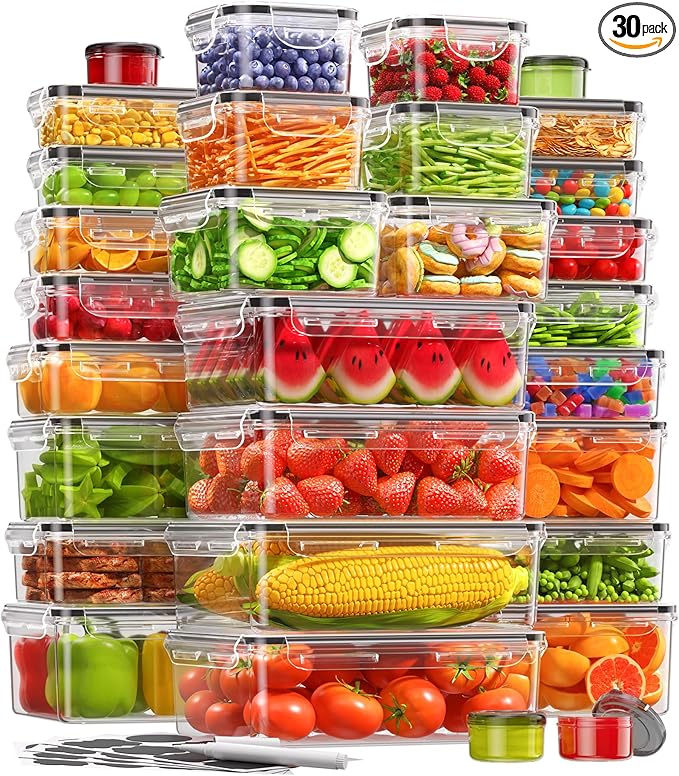 60 PCS Food Storage Containers by KEMETHYFocusesonCreatingEfficientStorageProductswithQualityMaterials