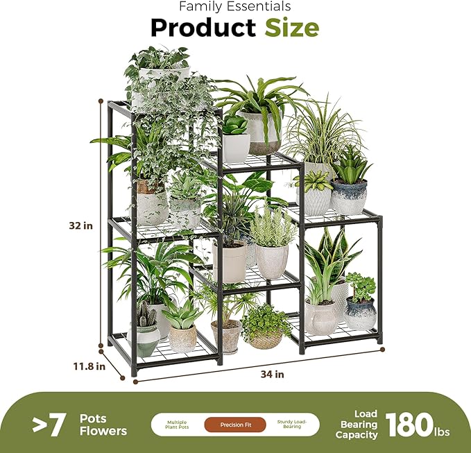 Bamworld Black Plant Stand Outdoor Metal Plant Shelf for Multiple Plants 3 Tiers Ladder Plant Holder Waterproof for Garden Living Room Patio Morden Home Decor Gardening Gifts - Image 6
