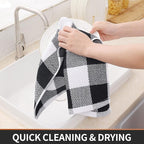Homaxy 100% Cotton Waffle Weave Check Plaid Kitchen Towels, 13 x 28 Inches - Image 3