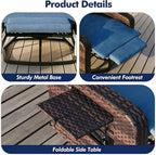Outdoor Recliner Chair, Wicker Patio Recliners with Adjustable Backrest and Extended Foot Rest, Reclining Patio Chairs with Flip Table & Removable Cushion Cover for Porch - Image 7