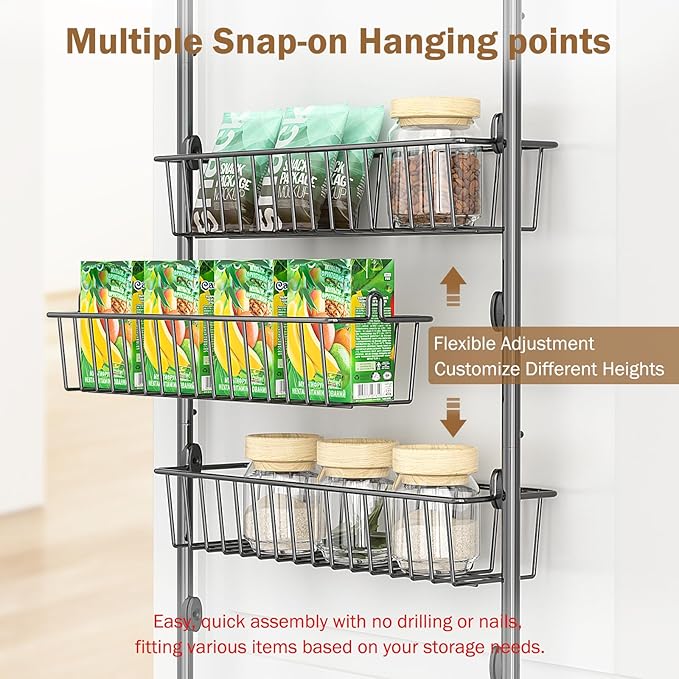 Delamu Over The Door Pantry Organizer, 5-Tier Pantry Door Organizers and Storage - Image 4
