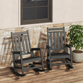 Rocking Chair Outdoor Set of 2 - HDPE Poly High Back Porch Rocker Chairs for Adults - All Weather Resistant Furniture for Patio Front Porch - Black by GarveeLife