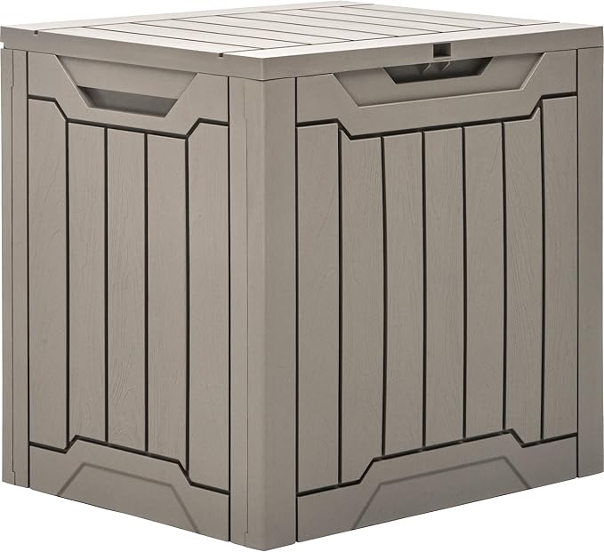 YITAHOME 31 Gallon Outdoor Storage Box, Resin Deck Box and Waterproof Package Delivery Box for Gardening Tools, Pool Supplies, Patio Furniture, Lockable, Taupe by YITAHOME