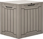 YITAHOME 31 Gallon Outdoor Storage Box, Resin Deck Box and Waterproof Package Delivery Box for Gardening Tools, Pool Supplies, Patio Furniture, Lockable, Taupe by YITAHOME
