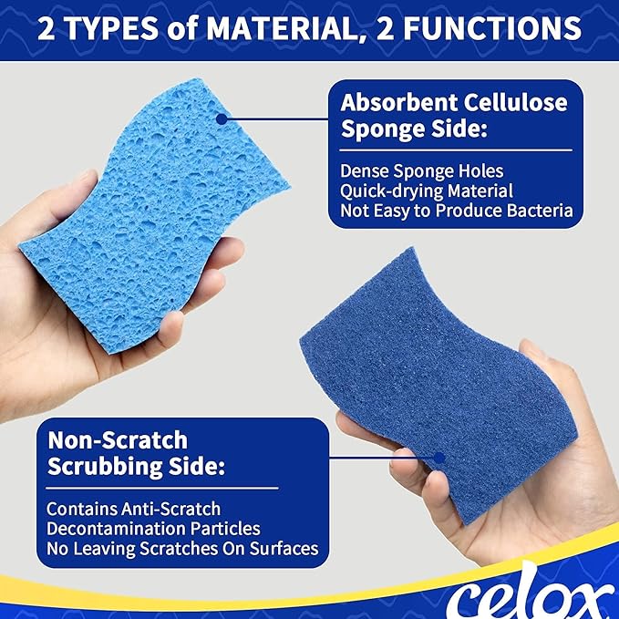 CELOX 6 Pack Non-Scratch Cellulose Scrub Sponge - Image 2