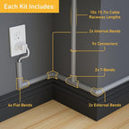 D-Line 157in Cord Cover Kit, Self-Adhesive Wire Hiders, Cable Raceway to Hide - Image 2