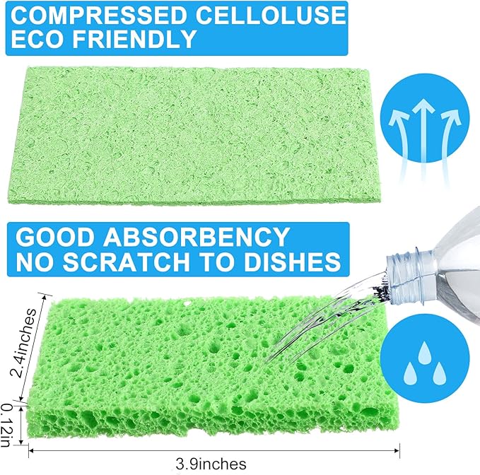 Zhengmy 100 Pieces Sponges Kitchen Compressed Sponges Bulk Natural Dish Sponge - Image 2