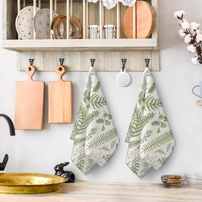 Cute Botanic Dish Towels for Drying Dishes, Absorbent Decorative Sage Green - Image 3