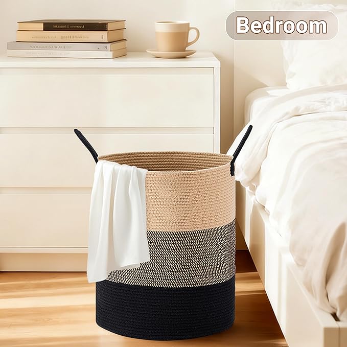 Tall Laundry Basket with Handles, 72L Portable Dirty Clothes Hamper, Boho - Image 5