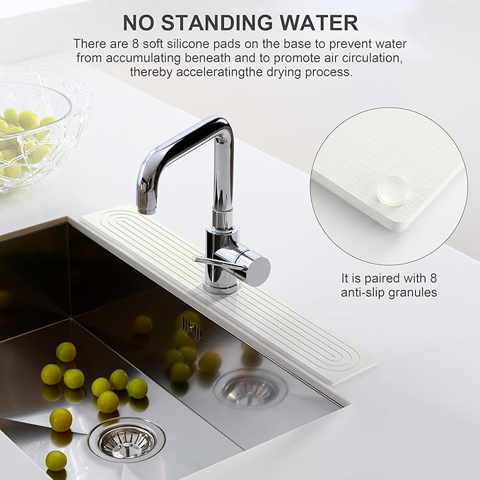 Faucet Mat for Kitchen Sink, Diatomite Fast Drying Stone Sink Tray, Super - Image 8