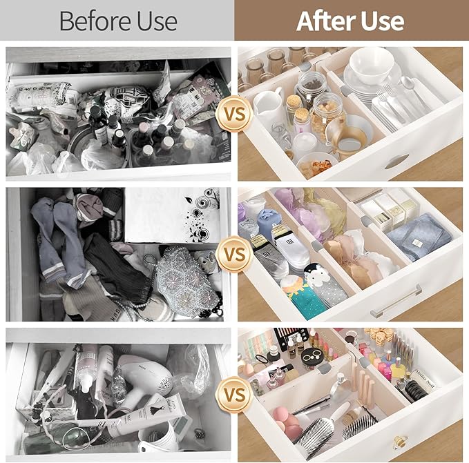 Drawer Dividers Organizer, Adjustable Separators 4" High Expandable from 11-17" - Image 6