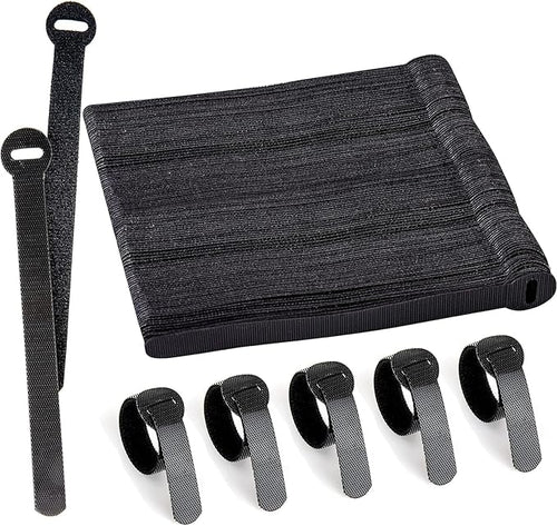 120 x Reusable Cable Ties Black, Adjustable Releasable Hook and Loop Cable by ARMIZ