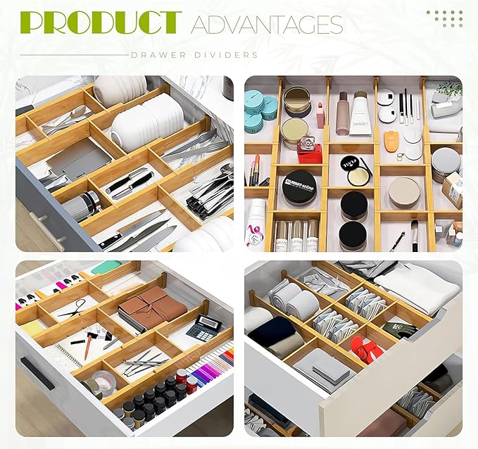 6PCS Bamboo Drawer Dividers - Image 4