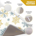 Winter Dish Drying Mat for Kitchen Counter Blue Golden Snowflake Holiday Xmas - Image 4