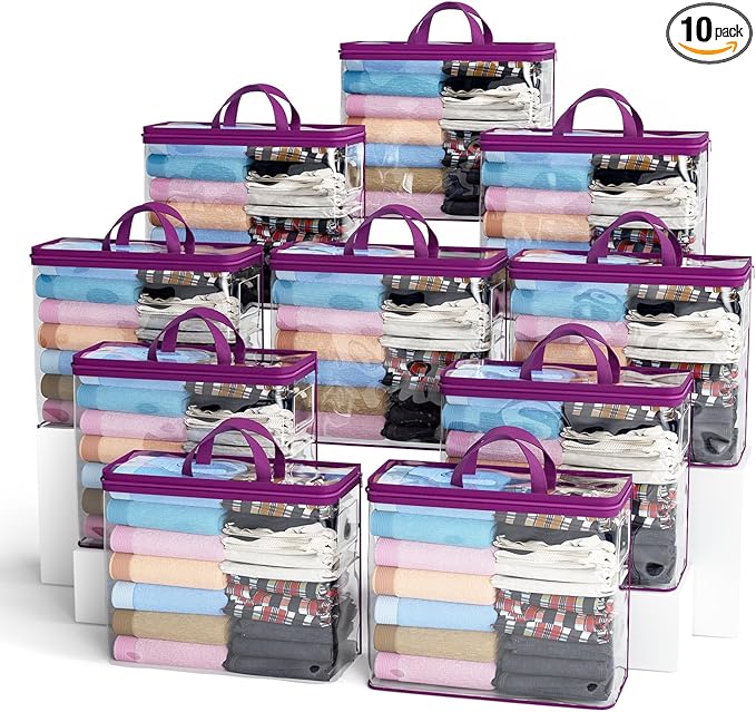 10PACK Clear Zippered Storage Bags by Hopack