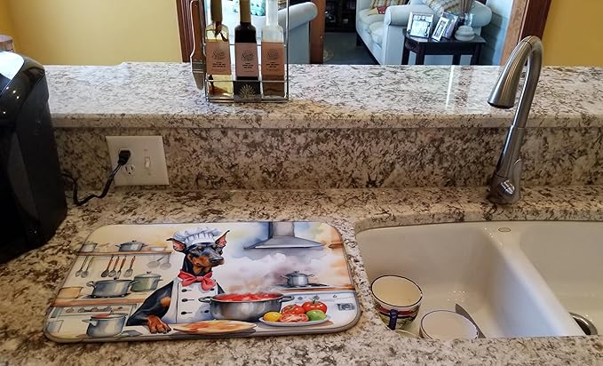 Caroline's Treasures DAC6240DDM Doberman Pinscher The Chef Dish Drying Mat - Image 2